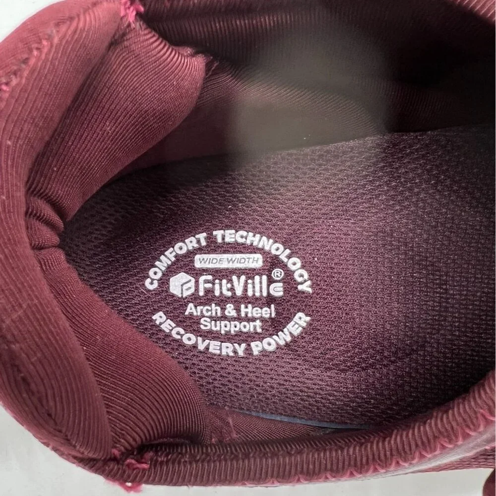 FitVille Womens Slip On Sneakers Size 8.5W Comfort Shoes Casual Cushioned Maroon